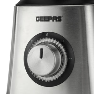 Geepas GSB5446 2-in-1 Stainless Steel Blender | 600W Motor | 1.5L Unbreakable PC Jar with Grinder | stainless steel blades  | 2-speed control  | Anti-slip feet