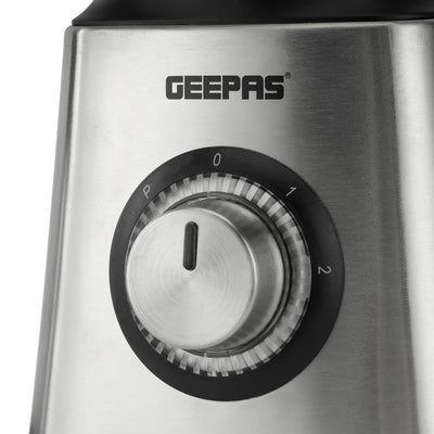 Geepas GSB5446 2-in-1 Stainless Steel Blender | 600W Motor | 1.5L Unbreakable PC Jar with Grinder | stainless steel blades  | 2-speed control  | Anti-slip feet