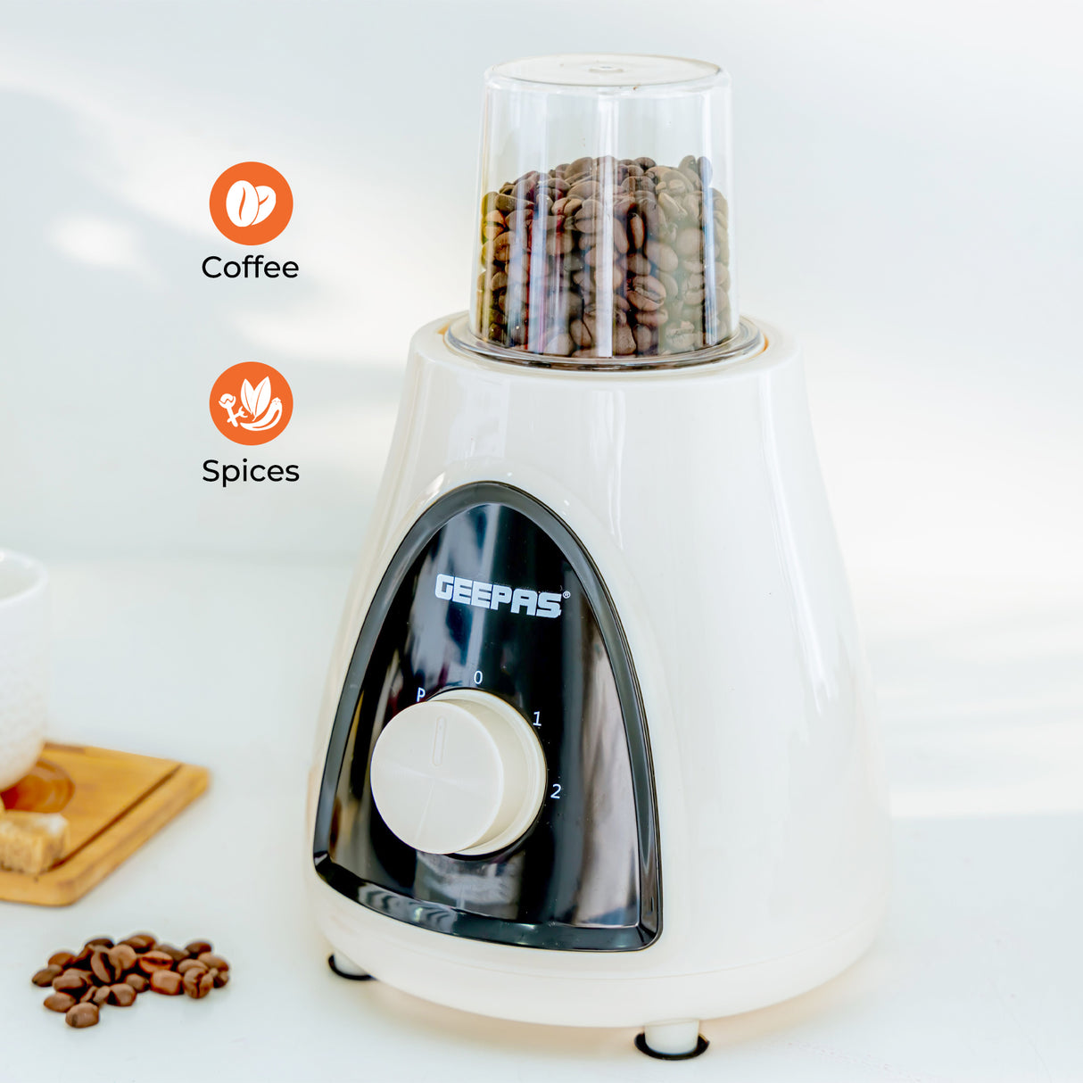 Geepas GSB5485 500W 2 in 1 Blender - Stainless Steel Blades, 2 Speed Control with Pulse | Overheat Protection| Ice Crusher, Chopper, Coffee Grinder & More
