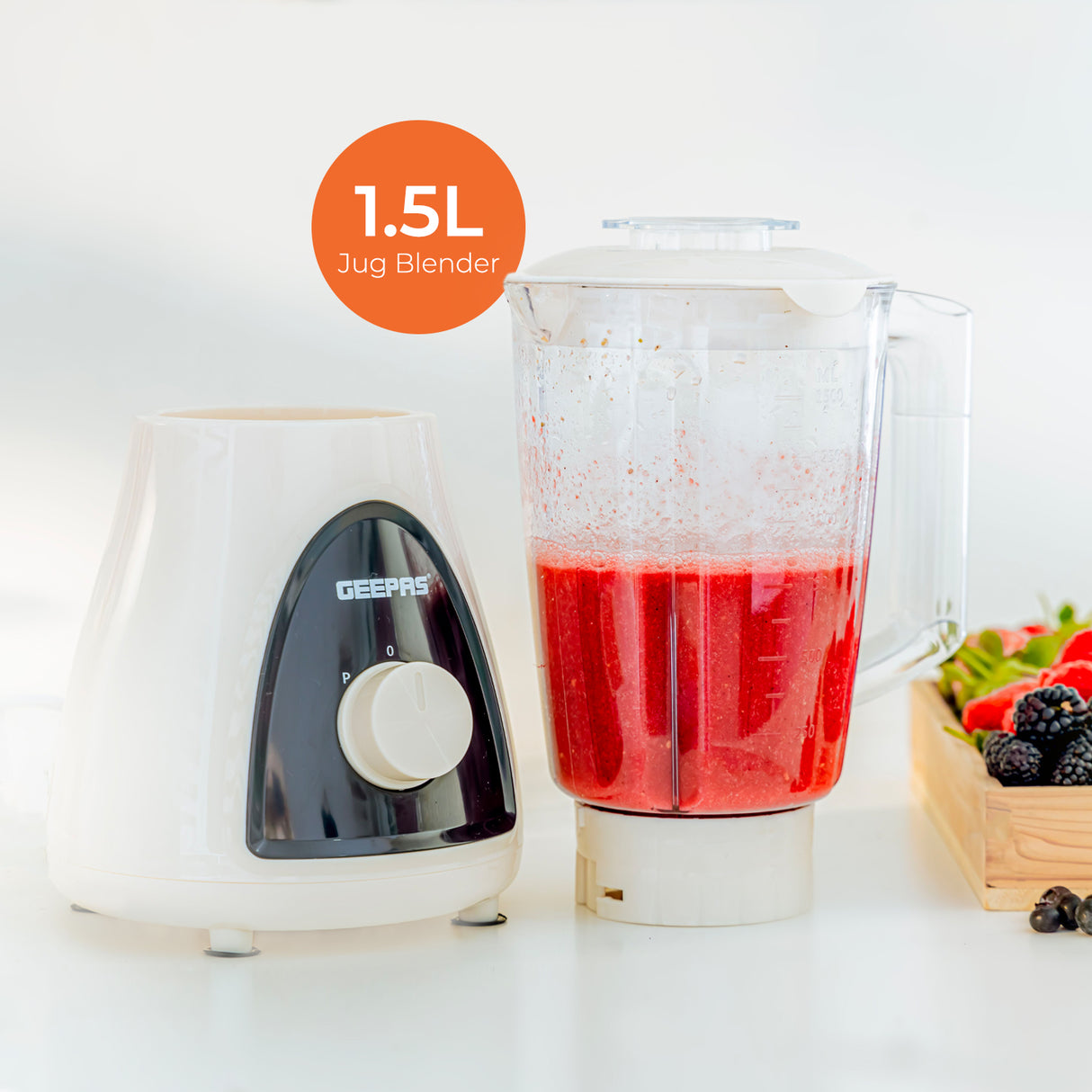 Geepas GSB5485 500W 2 in 1 Blender - Stainless Steel Blades, 2 Speed Control with Pulse | Overheat Protection| Ice Crusher, Chopper, Coffee Grinder & More