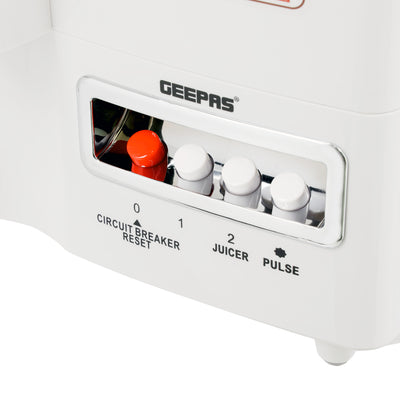 Geepas 650W 4-in-1 Food Processor- GSB6147| Transparent Plastic Jar with Stainless Steel Blades | Overheat  Protection| | 2 Speed Control | 2 Years Warranty| White