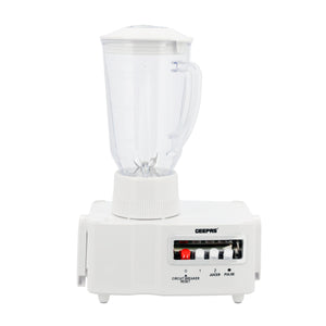 Geepas 650W 4-in-1 Food Processor- GSB6147| Transparent Plastic Jar with Stainless Steel Blades | Overheat  Protection| | 2 Speed Control | 2 Years Warranty| White