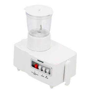 Geepas 650W 4-in-1 Food Processor- GSB6147| Transparent Plastic Jar with Stainless Steel Blades | Overheat  Protection| | 2 Speed Control | 2 Years Warranty| White