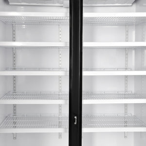Geepas Upright Showcase Chiller GSC1222CN |1200L Large Capacity Display Fridge |LED Light |Adjustable Thermostat | No Frost Cooling System | Auto Closing Door |Lock & Key