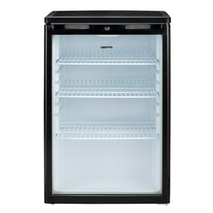Geepas GSC1601BE Showcase Chiller 165L | Beverage Cooler with R600a Refrigerant | Lock & Key| Low Noise| Adjustable Temperature| Energy Efficient Design| 1 Year Warranty