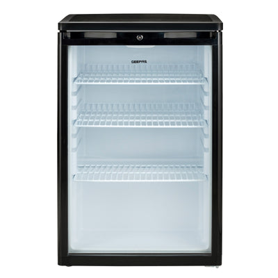 Geepas GSC1601BE Showcase Chiller 165L | Beverage Cooler with R600a Refrigerant | Lock & Key| Low Noise| Adjustable Temperature| Energy Efficient Design| 1 Year Warranty