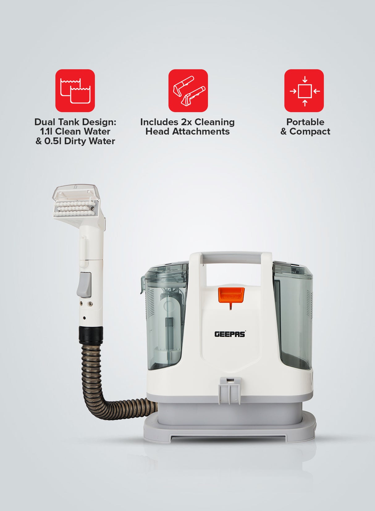 Geepas 400W Spot Cleaner – GSC19051 | Dual Tank | Compact & Lightweight