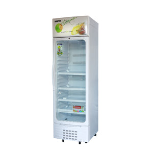 Geepas GSC6548 Upright Showcase | 300L Display Refrigerator| -3°C Cooling | Compressor Fan| Adjustable Thermostat | Transparent Door| Interior Lamp |  1-Year Warranty