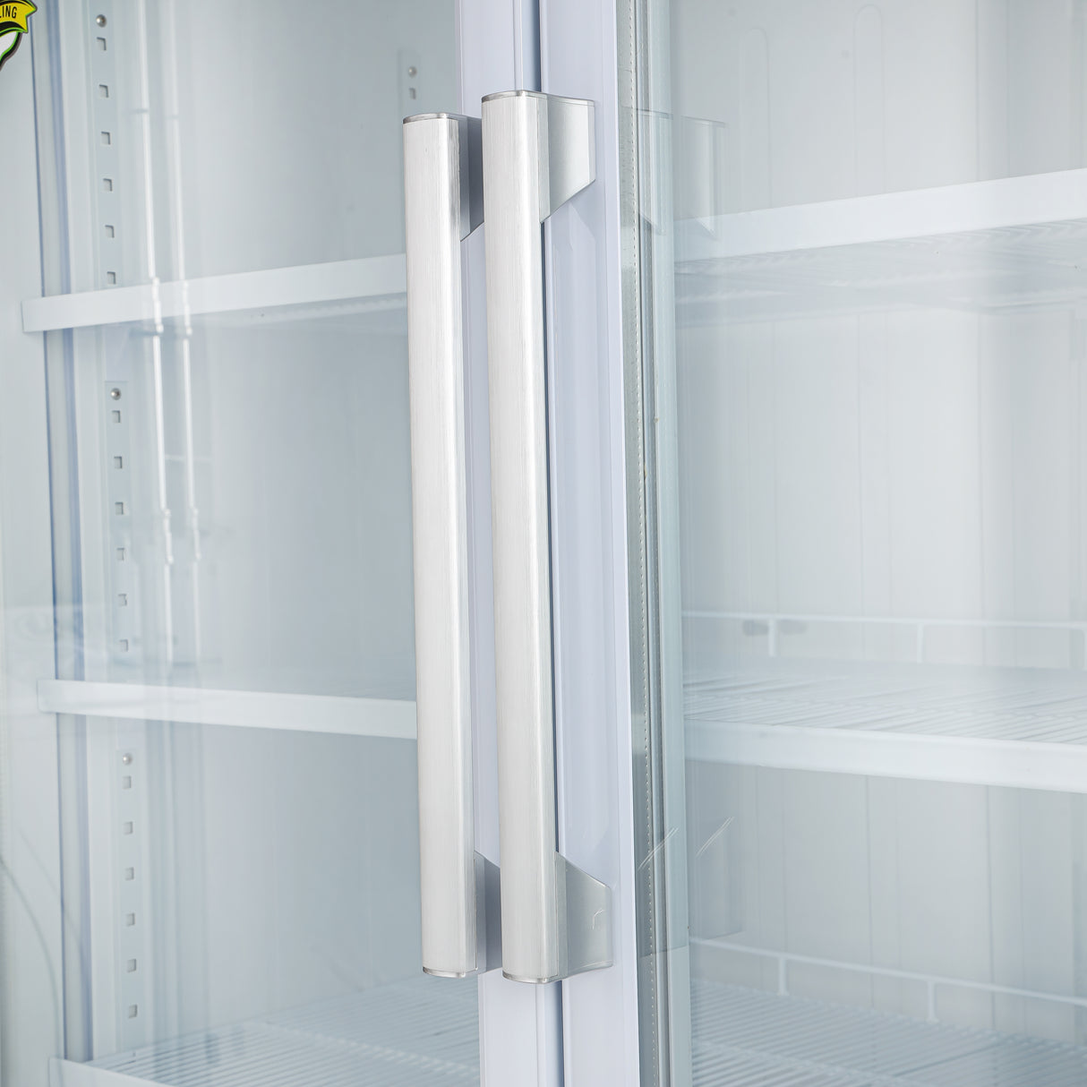 Geepas GSC8104RN Double Door Showcase Chiller | 810L Large Capacity | LED Digital Temperature Control |  Fan Cooling |  No Frost |  Vertical LED Light |  1-Year Warranty