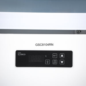 Geepas 810 Liters Double Door Showcase Chiller- GSC8104RN/ with LED Digital Temperature Controller, Fan Cooling, Equipped with Shelves, Wheels/ Clean Back Design, Vertical Side Lighting,  1 Year Warranty
