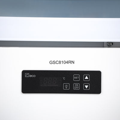 Geepas 810 Liters Double Door Showcase Chiller- GSC8104RN/ with LED Digital Temperature Controller, Fan Cooling, Equipped with Shelves, Wheels/ Clean Back Design, Vertical Side Lighting,  1 Year Warranty