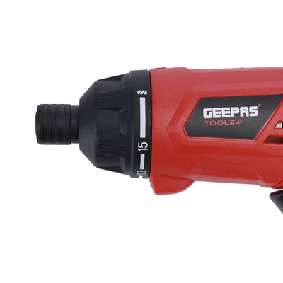 Geepas GSD0315C 3.6V Cordless Screwdriver with 40-Piece Accessory Kit | 1.5Ah Lithium Battery | 1/4" quick-release chuck | Built-in LED job light | Fast charging