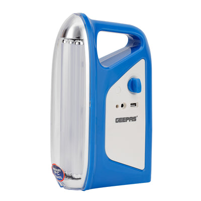 Geepas GSE5583 Rechargeable LED Lantern with Solar Panel| 200 Hours Backup| 60 SMD LEDs| USB Mobile Charging| Light Dimmer Function for Home & Outdoor Use Emergency