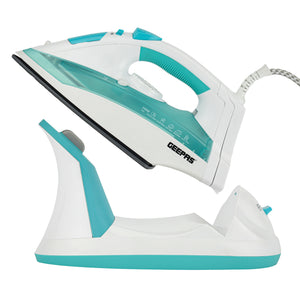 Geepas Steam Iron- GSI24015/ Cord and Cordless Use, Ironing Box with Ceramic-Coated Soleplate and Self-Cleaning Function/ Comfortable Handle and Handy Design