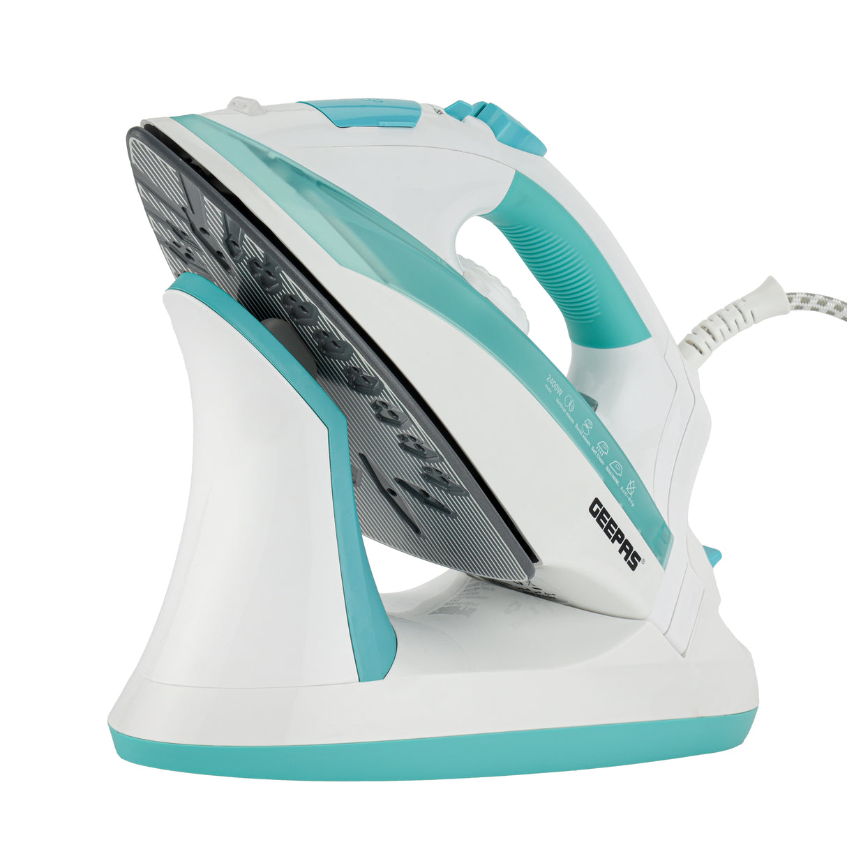 Geepas GSI24015 Cordless/Corded Steam Iron | 2400W Powerful Continuous Steam | Ceramic Soleplate | Self-Cleaning Function | Anti-Drip Protection  | 2 Years Warranty
