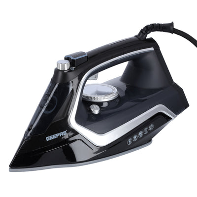 Geepas GSI24024 Ceramic Steam Iron | 2200W Powerful Performance | 260ml Tank | 360° Swivel Cord | 20g/min Steam Output | Self-Cleaning & Temperature Control Iron