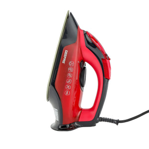 Geepas Ceramic Steam Iron GSI24026 | 3100W, Ceramic Soleplate, Anti-Calc & Anti-Drip, 350ml Tank, Comfortable Handle, Multi-Function, 2-Year Warranty, Red/Black
