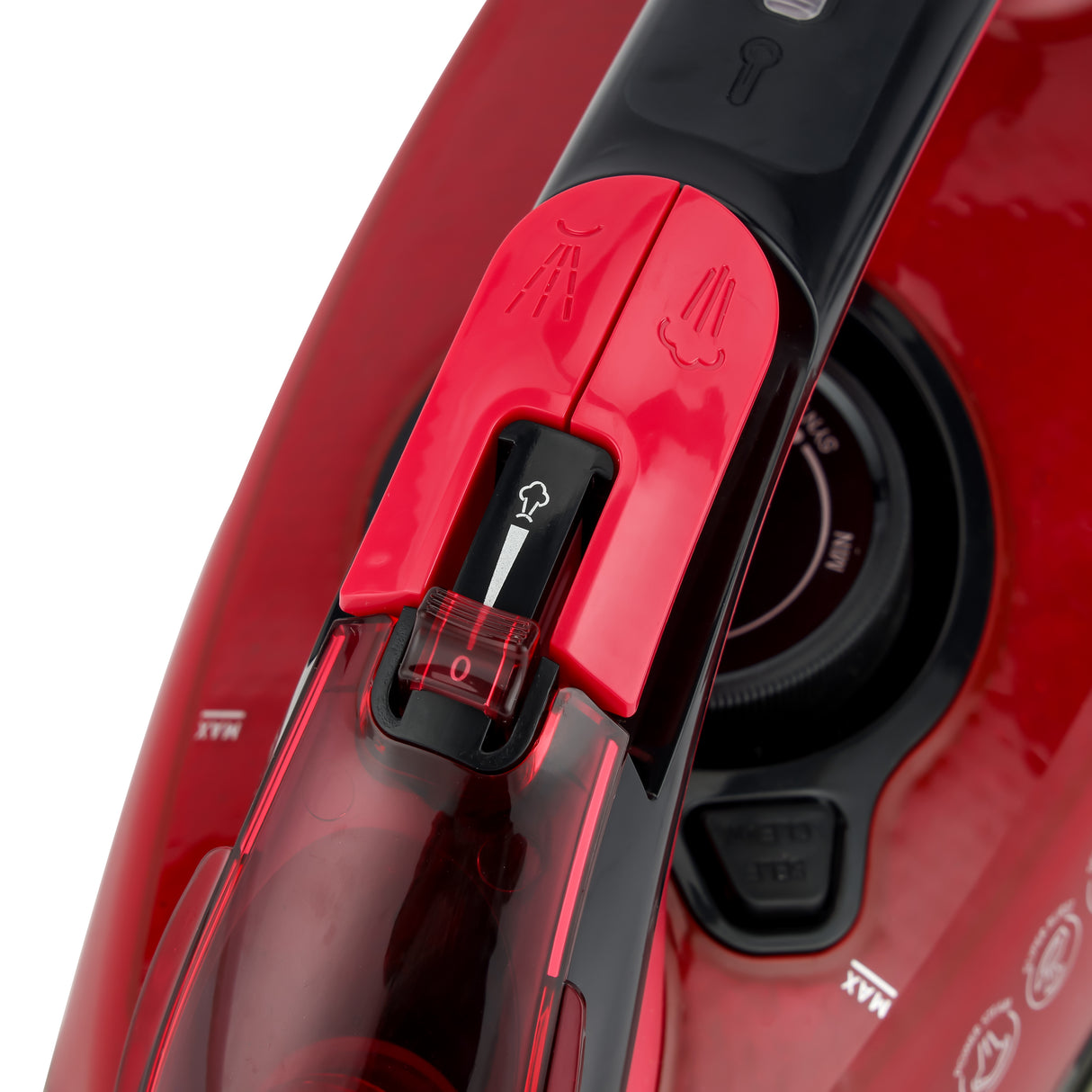 Geepas Ceramic Steam Iron GSI24026 | 3100W, Ceramic Soleplate, Anti-Calc & Anti-Drip, 350ml Tank, Comfortable Handle, Multi-Function, 2-Year Warranty, Red/Black