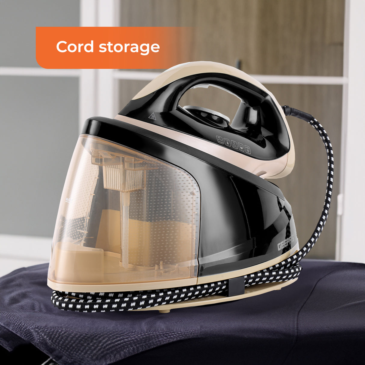 Geepas GS124032UK 2400W Steam Station | 1.2L Detachable Water Tank | Ceramic Coated Soleplate | Steam Boost Function & Adjustable Temperature Control | 2 Years Warranty