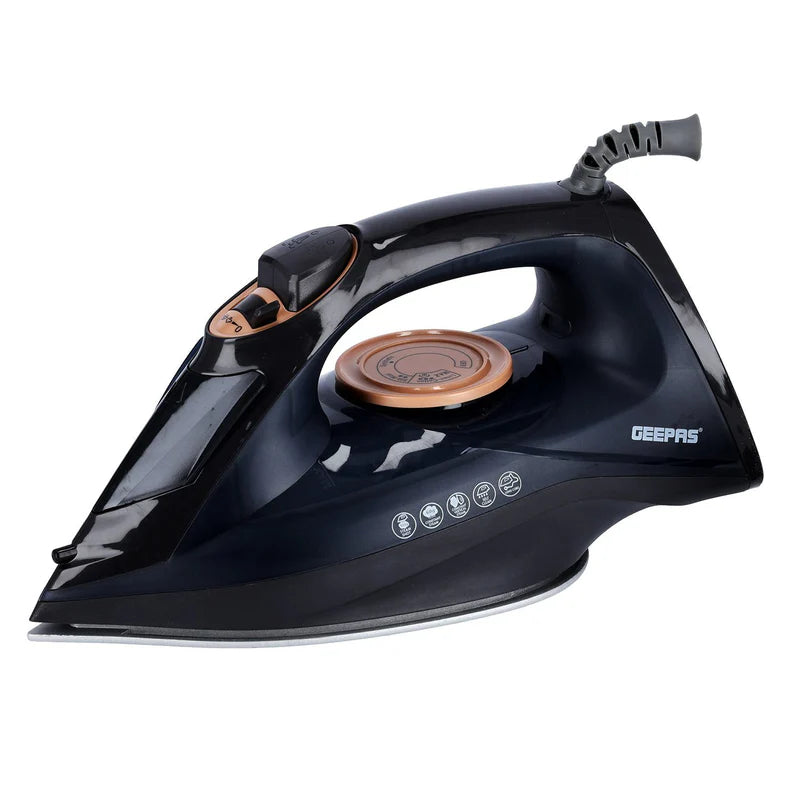 Geepas GSI7703 Ceramic Steam Iron | 2400W Powerful Steam Iron with 220ml Water Tank| Ceramic Soleplate| Self-Cleaning Function| Temperature Control & 2 Years Warranty