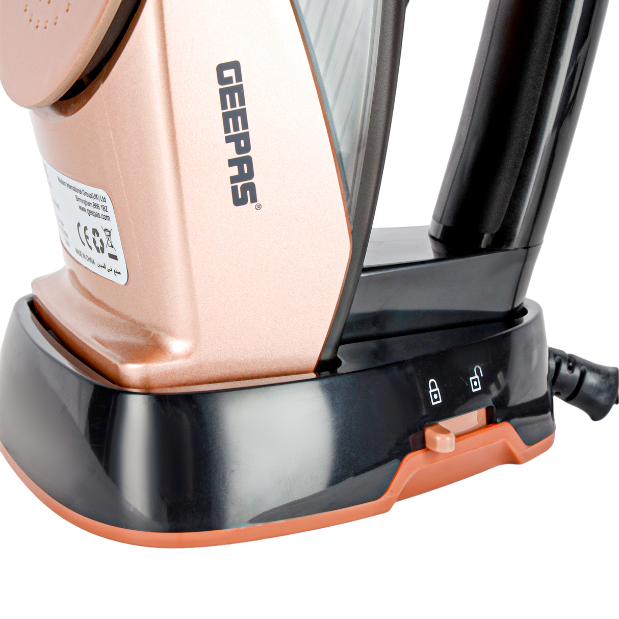 Geepas Steam Iron- GSI7785 Cord and Cordless Use,Ceramic-Coated Soleplate and Self-Cleaning Function, 350 ml Water Tank, Suitable for All Kinds of Fabric, 2200 W Power,2 Years Warranty, Rose Gold and Black