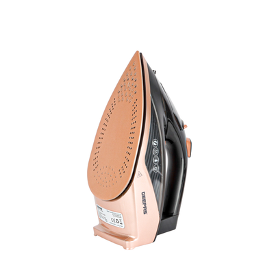 Geepas Steam Iron- GSI7785 Cord and Cordless Use,Ceramic-Coated Soleplate and Self-Cleaning Function, 350 ml Water Tank, Suitable for All Kinds of Fabric, 2200 W Power,2 Years Warranty, Rose Gold and Black
