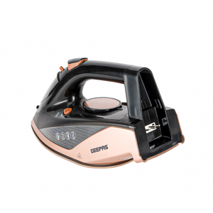 Geepas Steam Iron- GSI7785 Cord and Cordless Use,Ceramic-Coated Soleplate and Self-Cleaning Function, 350 ml Water Tank, Suitable for All Kinds of Fabric, 2200 W Power,2 Years Warranty, Rose Gold and Black