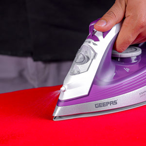Geepas GSI7786 Ceramic Steam Iron | 2000W Power | 220ml Water Tank| Adjustable Steam Control | 360° Swivel Cord | Self-Cleaning & Anti-Drip Function| 2-Year Warranty