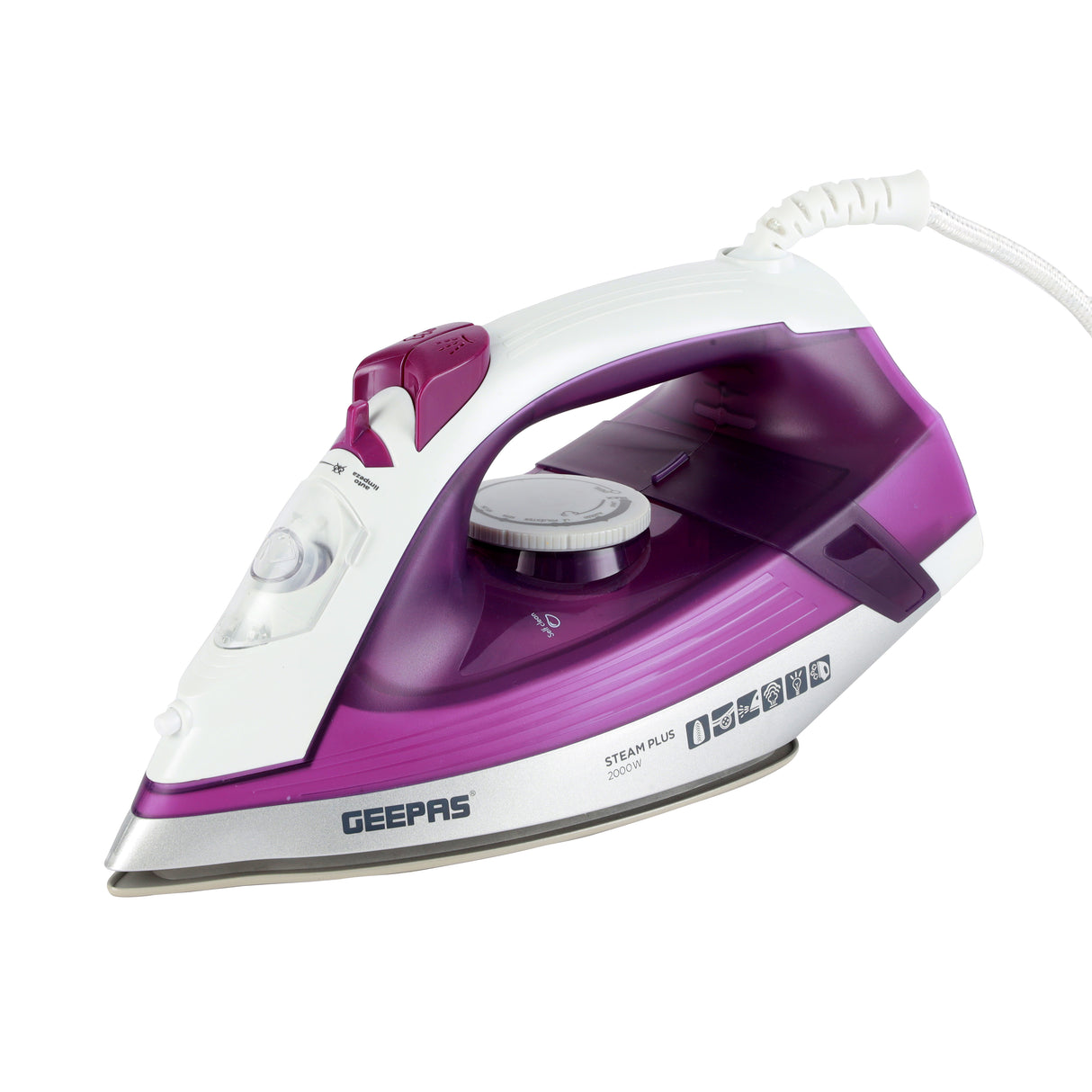 Geepas GSI7786 Ceramic Steam Iron | 2000W Power | 220ml Water Tank| Adjustable Steam Control | 360° Swivel Cord | Self-Cleaning & Anti-Drip Function| 2-Year Warranty