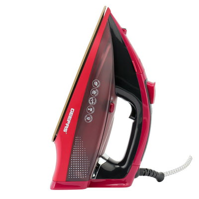 Geepas GSI7813 Digital Steam Iron | 2400W Ceramic Soleplate Iron with Auto Shut Off| Spray| Burst & Steam Function| Anti-Drip| Anti-Calc| 350ml Tank| 2 Years Warranty