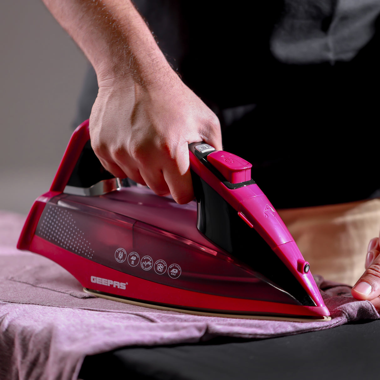 Geepas Digital Steam Iron- GSI7813| Dry and Steam Iron Box with Digital Temperature Control and Auto Shut Off Function| Compact and Handy Design| Suitable for All Kinds of Fabric