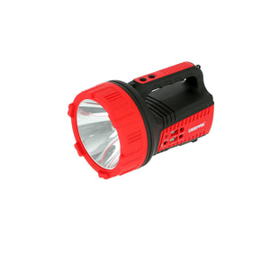 Geepas GSL5572 Rechargeable LED Search Light | 15W High Power LED| 6 LED Warning Lamps| 4V 6Ah Battery | Dual USB Charging Ports |  Long Runtime & Durable Design