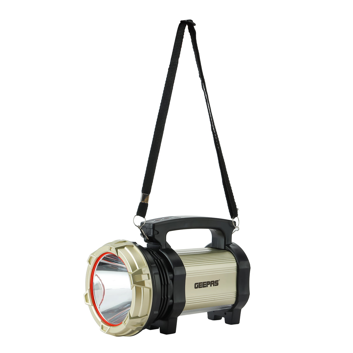 Geepas GSL5709 Rechargeable Search Light with Lantern | 10W LED Spotlight | Built-in Lantern Function | USB Output for Device Charging | Long Runtime | Durable Design