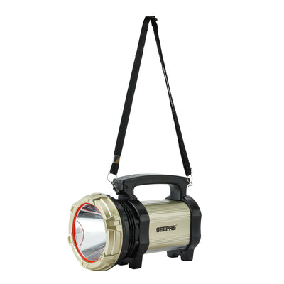 Geepas GSL5709 Rechargeable Search Light with Lantern | 10W LED Spotlight | Built-in Lantern Function | USB Output for Device Charging | Long Runtime | Durable Design