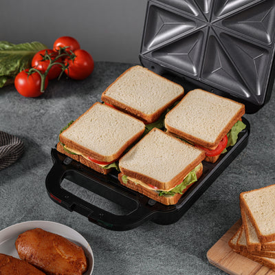 Geepas 6 in 1 Multi Snacks Maker- GSM36528/ 6 Detachable Plates/ Non-Stick Coating, Opens 180° Flat/ 1400W, Overheat Protection and Cool Touch Handle/ 2 Year Warranty