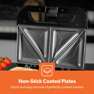 Geepas Sandwich Maker GSM36533UK | 750W Powerful Toaster| Non-Stick Plates| Power & Ready Light| Cool Touch Handle| Easy to Clean & Overheat Protection | 2-Year Warranty