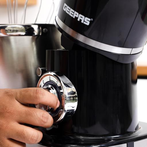 Geepas Kitchen Machine GSM43040 | 8.5L Stainless Steel Bowl Stand Mixer| 1500W Powerful Motor| 6 Speed Control | Durable ABS Body| 3 Mixing Attachments| 2 Years Warranty