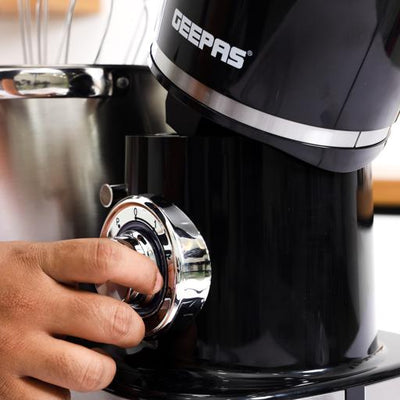 Geepas Kitchen Machine GSM43040 | 8.5L Stainless Steel Bowl Stand Mixer| 1500W Powerful Motor| 6 Speed Control | Durable ABS Body| 3 Mixing Attachments| 2 Years Warranty