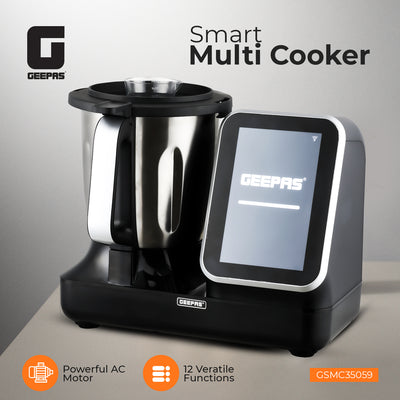 Geepas GSMC35059 Smart Multi-Cooker |  Touchscreen Display | Powerful AC Motor|  Precision Heating Control & 98+ Built-In Recipes for Effortless Smart Home Cooking