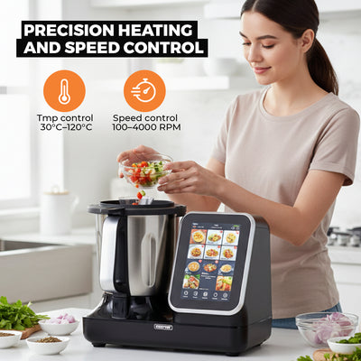 Geepas GSMC35059 Smart Multi-Cooker |  Touchscreen Display | Powerful AC Motor|  Precision Heating Control & 98+ Built-In Recipes for Effortless Smart Home Cooking