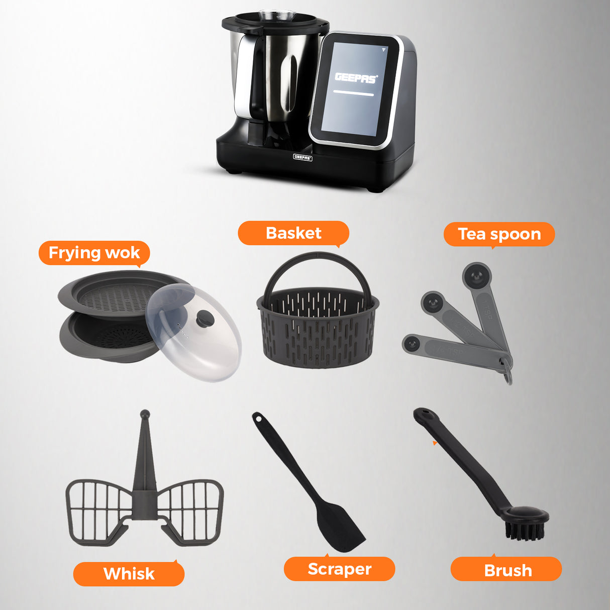 Geepas GSMC35059 Smart Multi-Cooker |  Touchscreen Display | Powerful AC Motor|  Precision Heating Control & 98+ Built-In Recipes for Effortless Smart Home Cooking