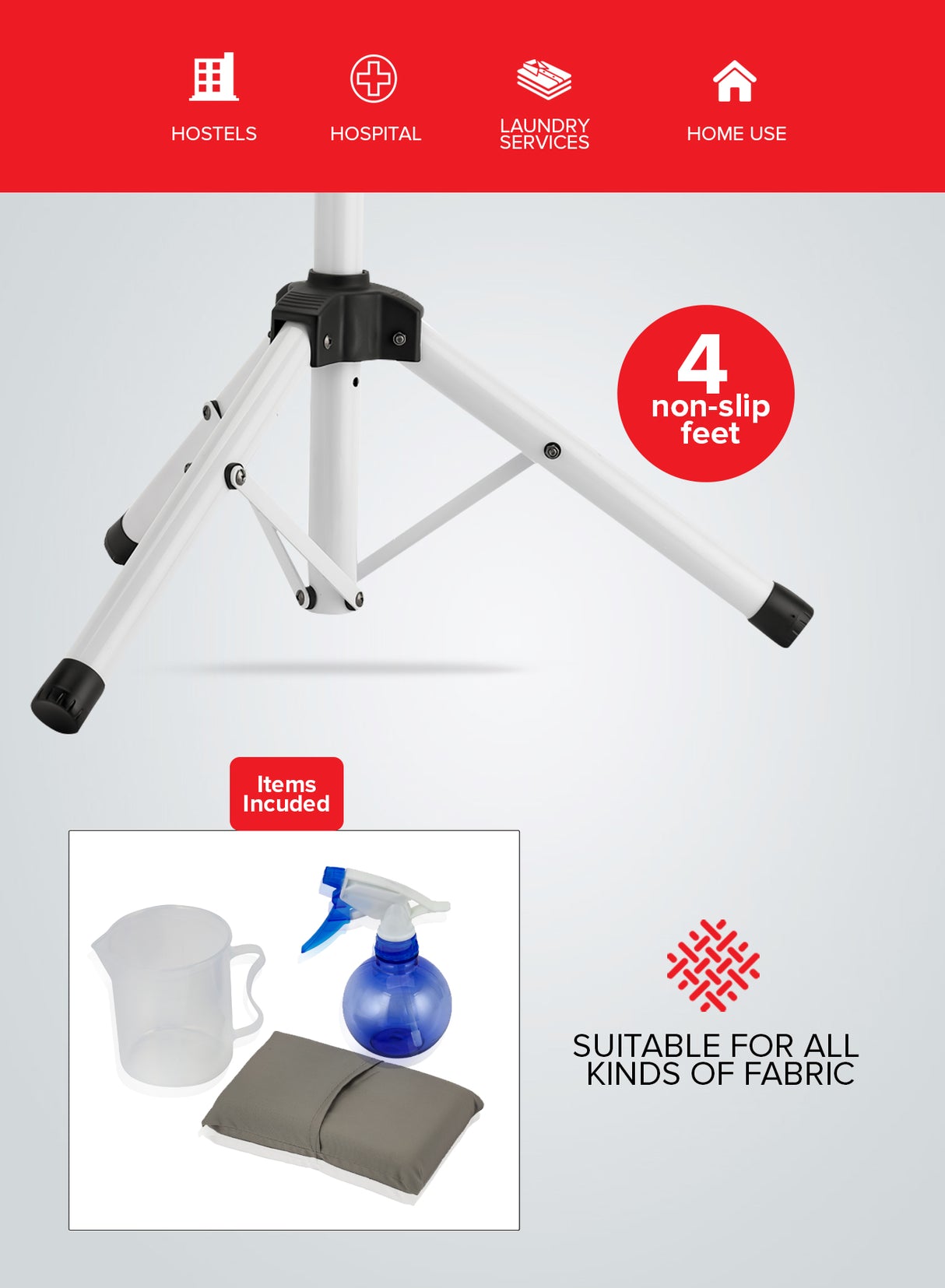 Geepas Digital Steam Press with Stand- GSP25037/ 38"x10.5", Suitable for All Kinds of Fabric and Safe for Delicate Fabrics/ Equipped with Metal Plate and 500 ML Capacity