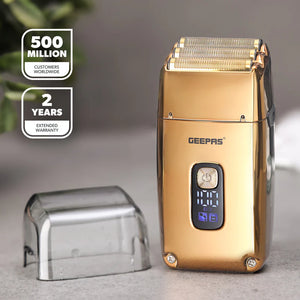Geepas Digital Waterproof Shaver- GSR57520UK/ for Men, IPX6 Rating, 3 Blades/ Cord and Cordless Operation, with Travel Safety Lock/ Perfect for In-House Styling
