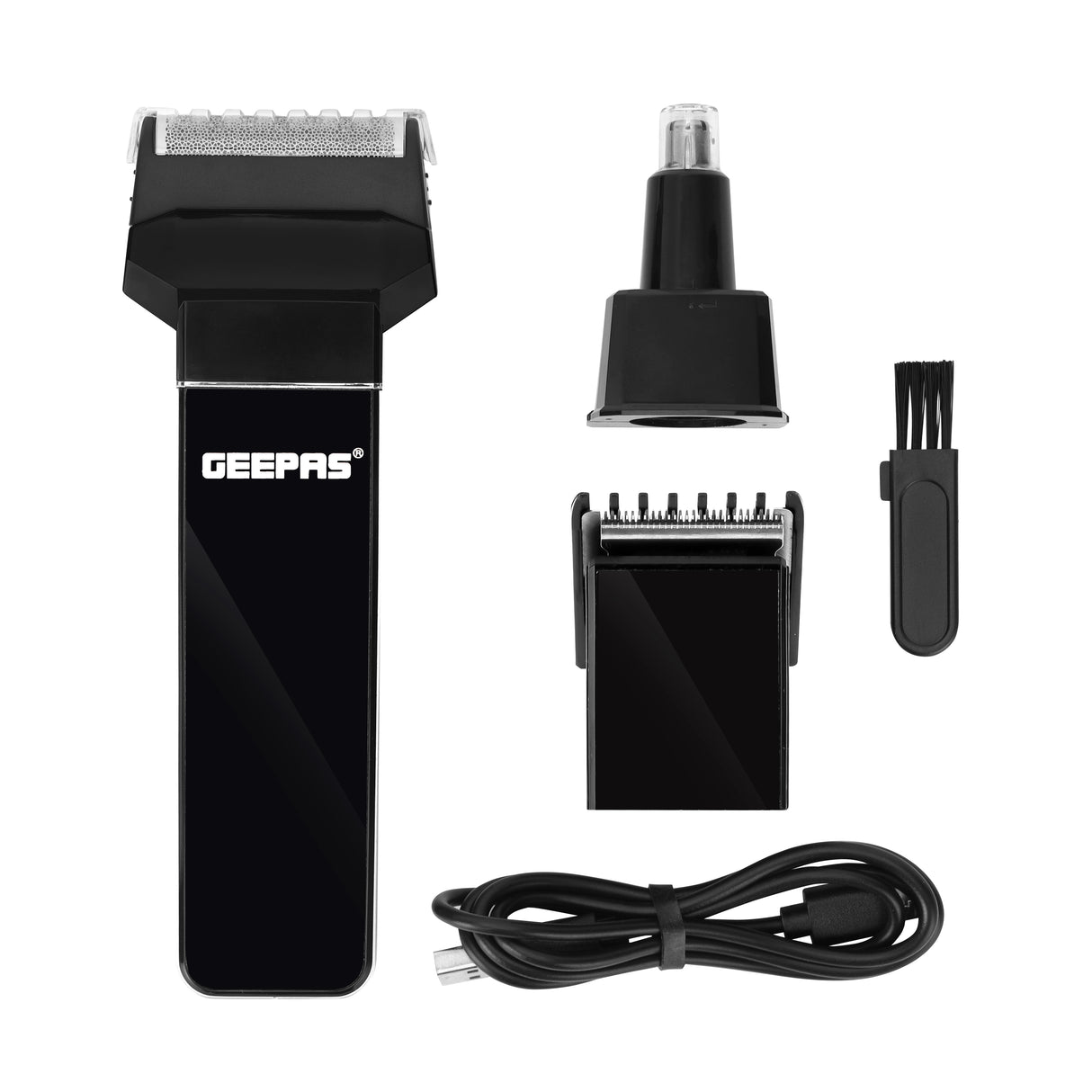 Geepas GSR8683 3-in-1 Rechargeable Hair & Beard Trimmer| Multifunction Grooming Kit  Precision Blades| Adjustable Settings|Cordless Operation & Long-Lasting Battery Power