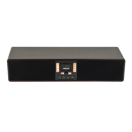 Geepas GSRB150WD Wireless Sound Bar Speaker 200W | Bluetooth, USB, AUX, Optical, FM Radio & Dual Karaoke Mic | Dual Karaoke Microphone Inputs | Integrated FM Radio