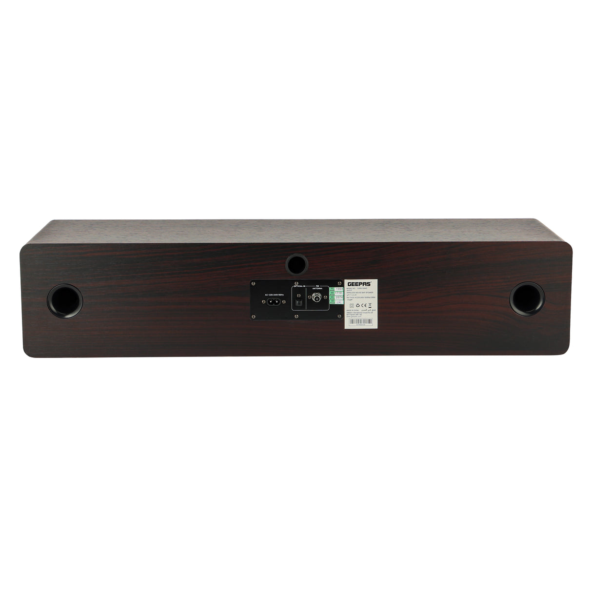 Geepas GSRB150WD Wireless Sound Bar Speaker 200W | Bluetooth, USB, AUX, Optical, FM Radio & Dual Karaoke Mic | Dual Karaoke Microphone Inputs | Integrated FM Radio