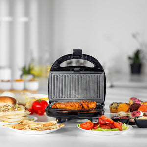 Geepas 3-in-1 Multi Snacks Maker GGM36534 | 1400W Powerful Performance| Includes Grill, Waffle & Sandwich Plates| Non-Stick Coating| Easy Cleaning|  2-Year Warranty