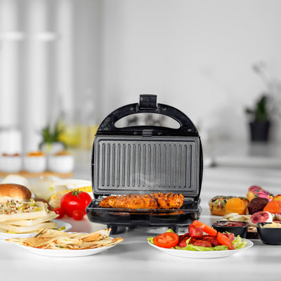 Geepas 3-in-1 Multi Snacks Maker GGM36534 | 1400W Powerful Performance| Includes Grill, Waffle & Sandwich Plates| Non-Stick Coating| Easy Cleaning|  2-Year Warranty