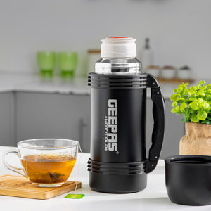 Geepas GSVF4114 Stainless Steel Vacuum Flask | 0.5L Capacity | 18/8 Stainless Steel with Copper Coating | Hot 18H/Cold 24H Retention  | BPA-Free | 2 Years Warranty