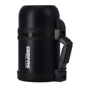 Geepas GSVF4115 Stainless Steel Vacuum Flask | 0.6L Hot & Cold Thermal Flask | Leak-Proof Lid | Vacuum Insulation| Built-In Cup |Flat Handle & Long Temperature Retention